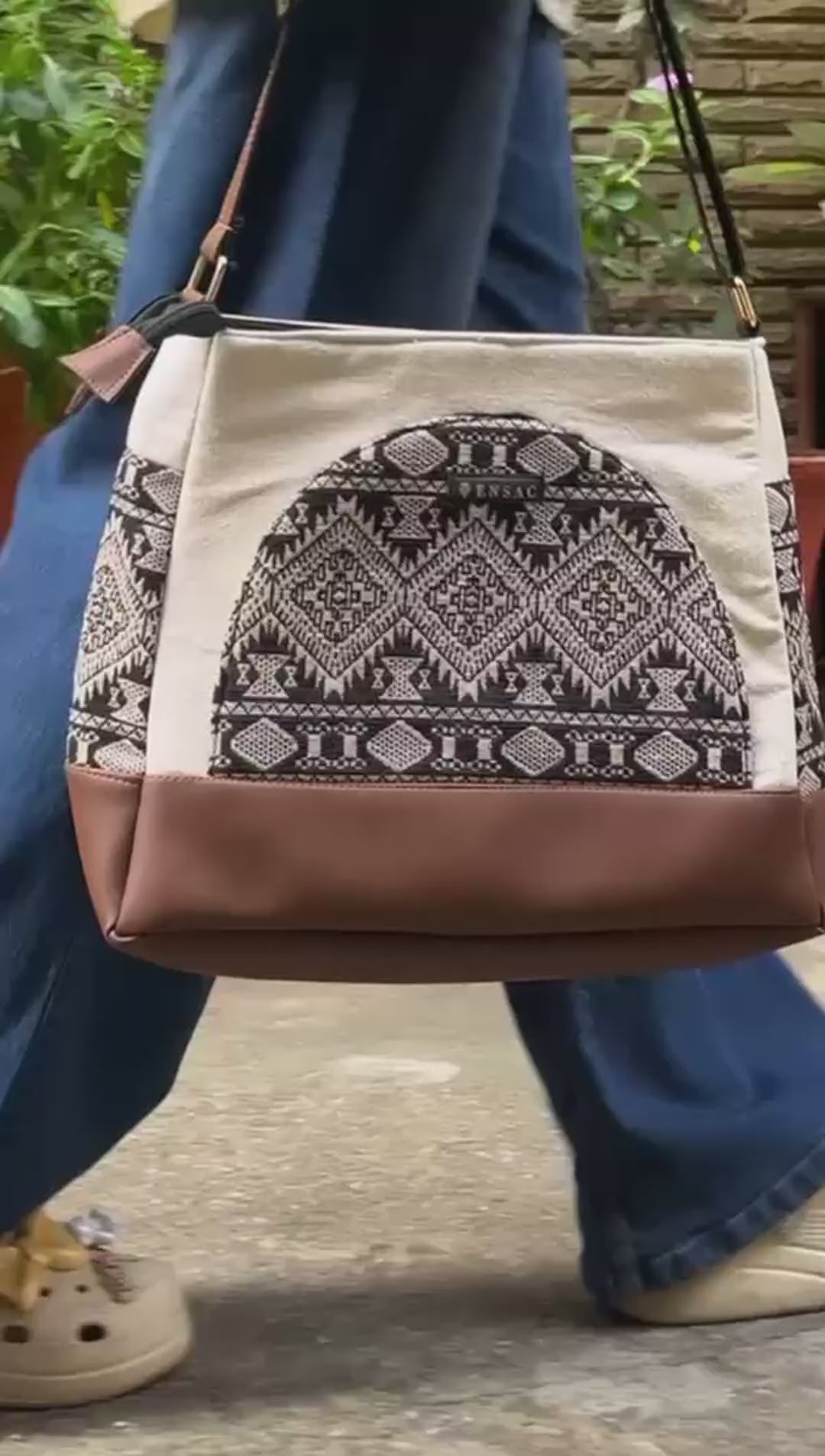 ENSAC Women's Floral Print Canvas Crossbody Sling Bag – Casual Shoulder Handbag