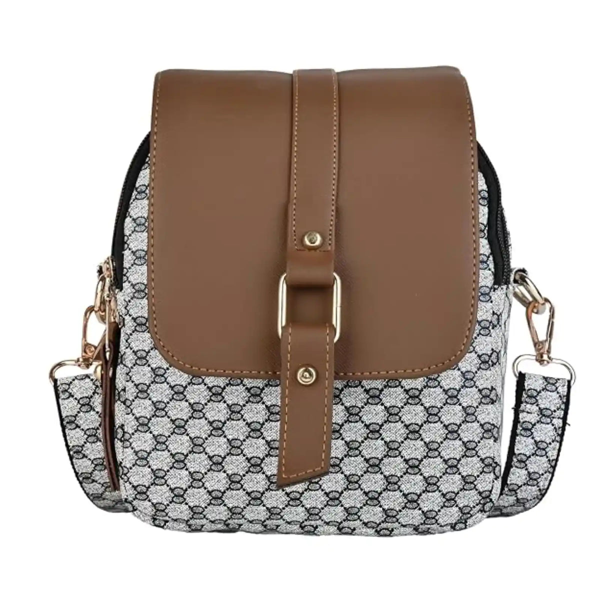 ENSAC Women's Quilted Crossbody Bag - Vegan Leather Sling Bag with Flap & Zip