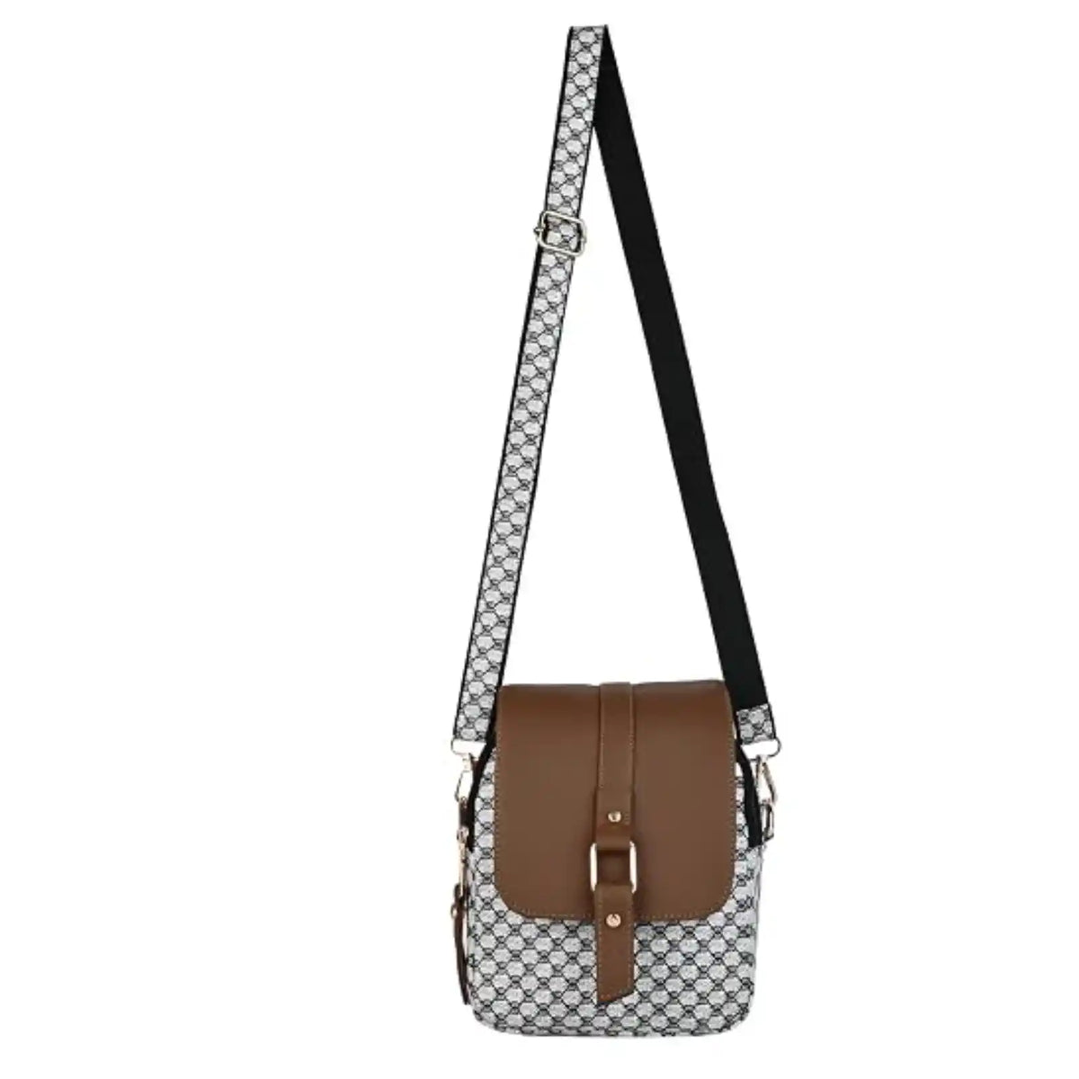 ENSAC Women's Quilted Crossbody Bag - Vegan Leather Sling Bag with Flap & Zip