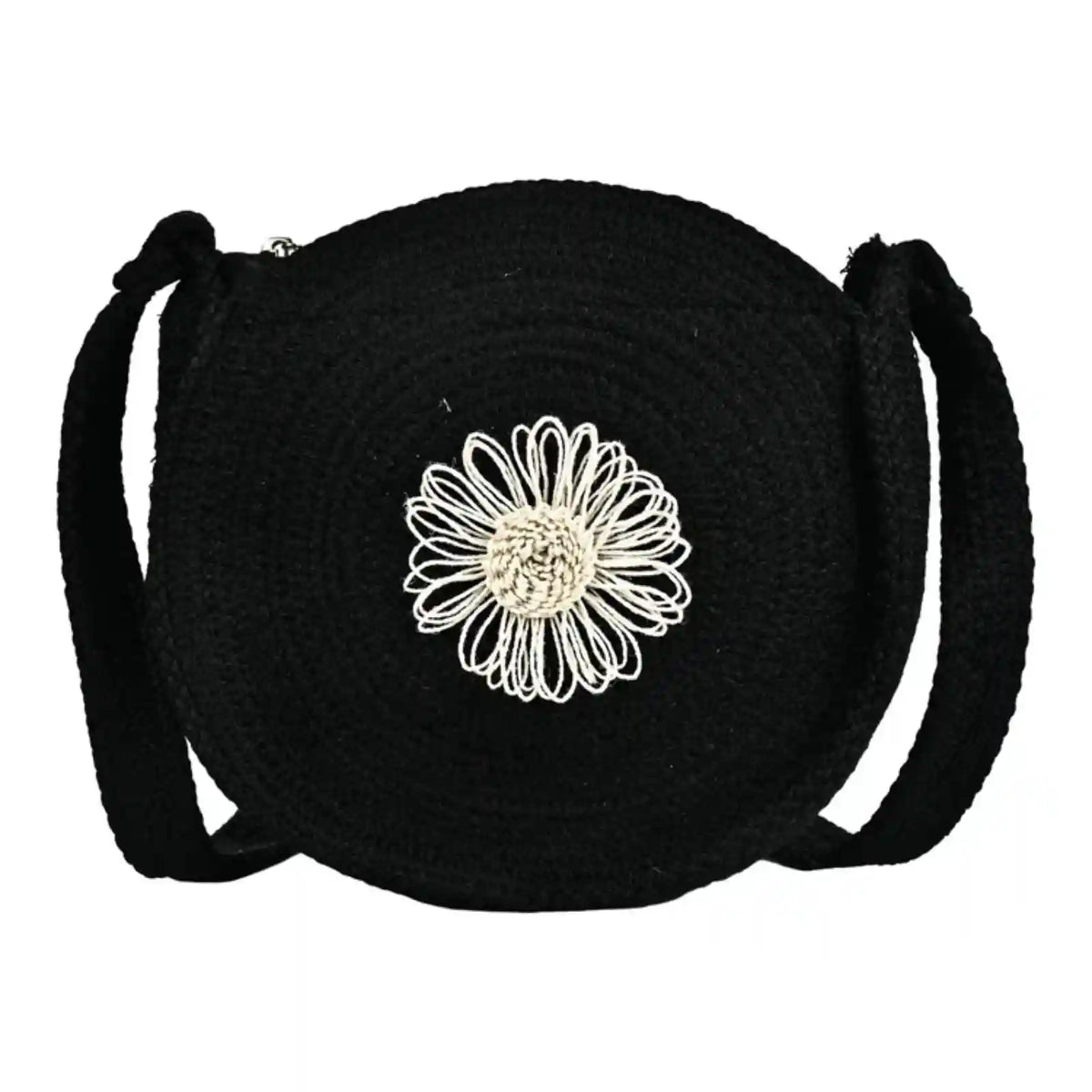 ENSAC Round Sling Bag for Women | Woven Sunflower Crossbody bag