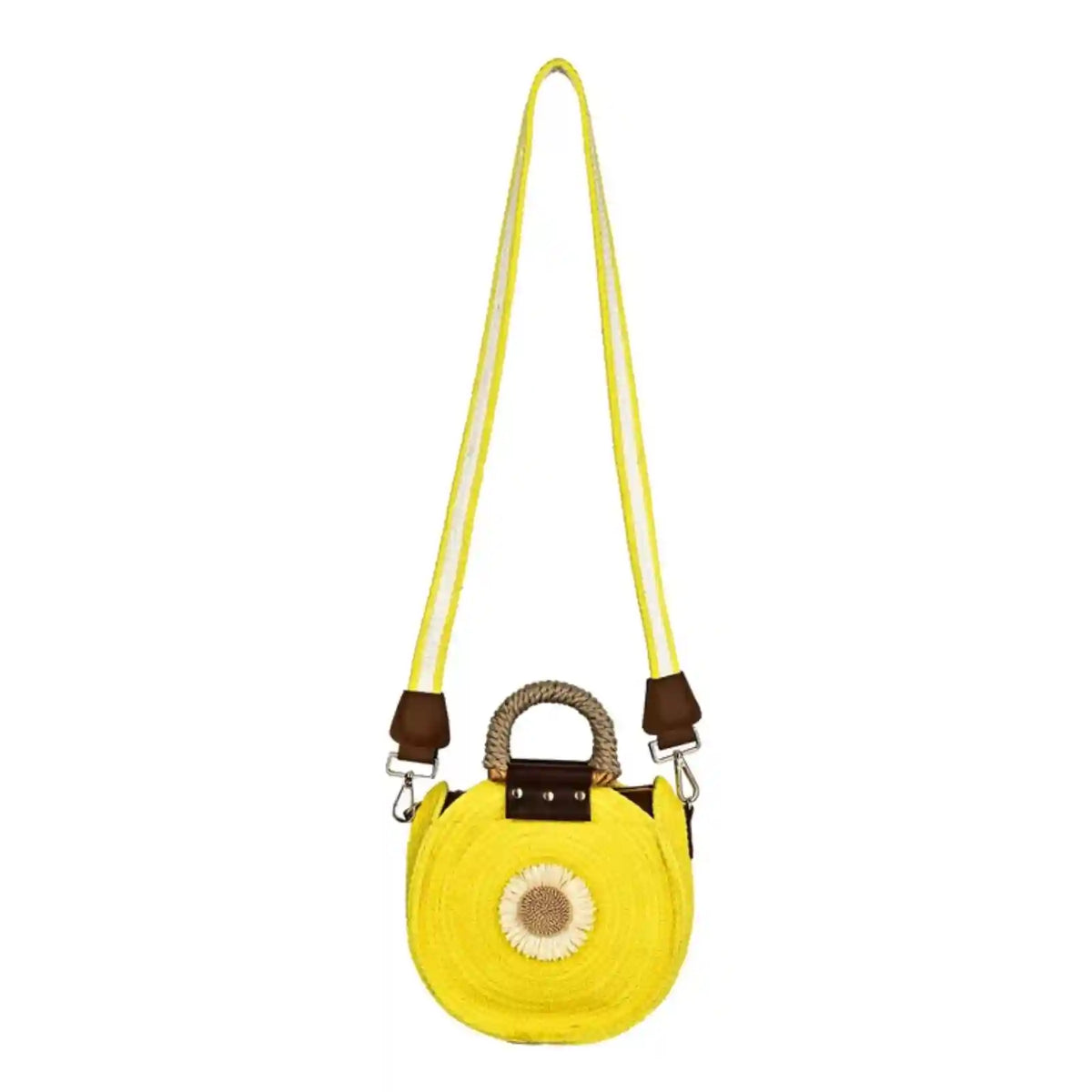 ENSAC Round Sling Bag for Women | Woven Sunflower Crossbody bag