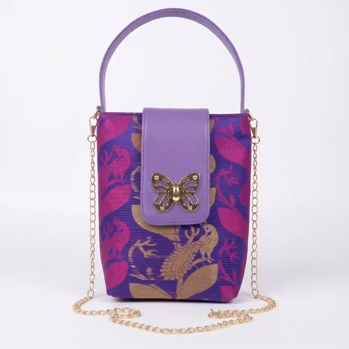 ENSAC Eternal Love Sling Bag | Silk Festive Top Handle Chain Handbag for Women
