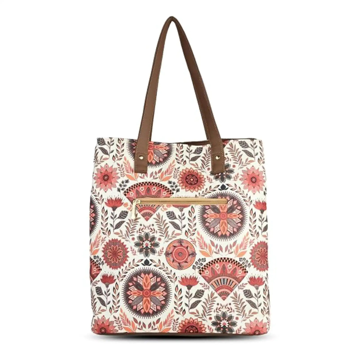 ENSAC Multi Compartment Tote Bag for Women | Floral & Giraffe Forest Printed Shoulder Bag