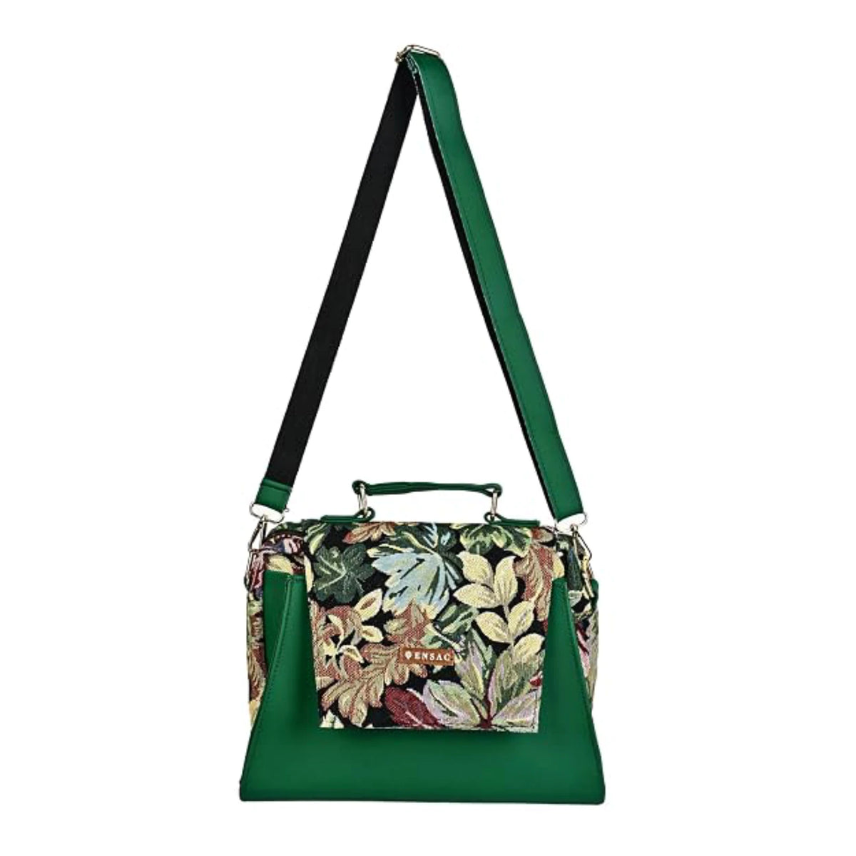 ENSAC Women's Structured Sling Bag - Woven Crossbody Bag with Top Handle