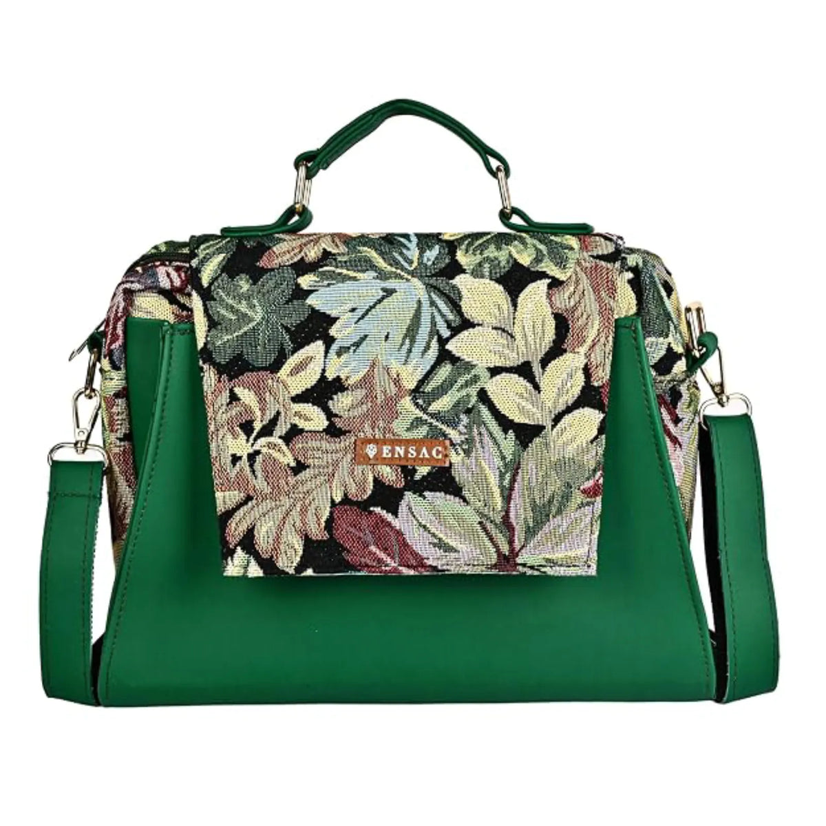 ENSAC Women's Structured Sling Bag - Woven Crossbody Bag with Top Handle