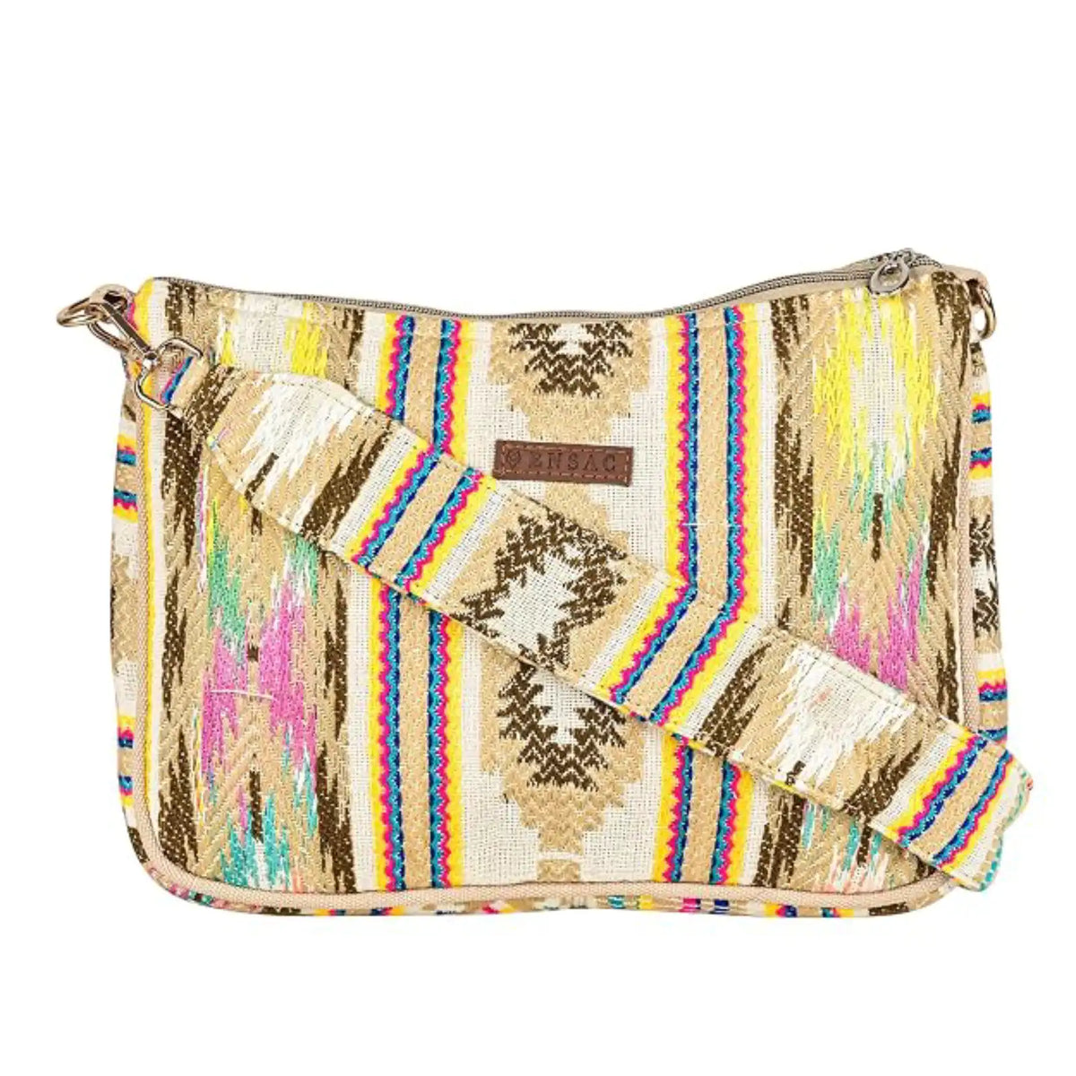 ENSAC Women's Structured Sling Bag - Woven Crossbody Bag with Top Handle
