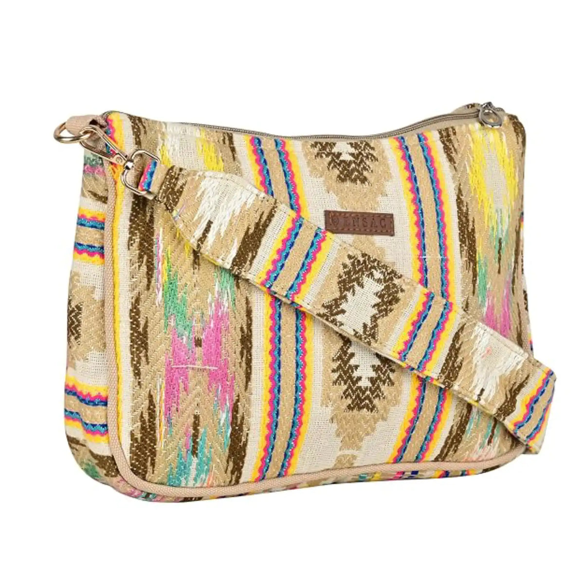 ENSAC Women's Structured Sling Bag - Woven Crossbody Bag with Top Handle