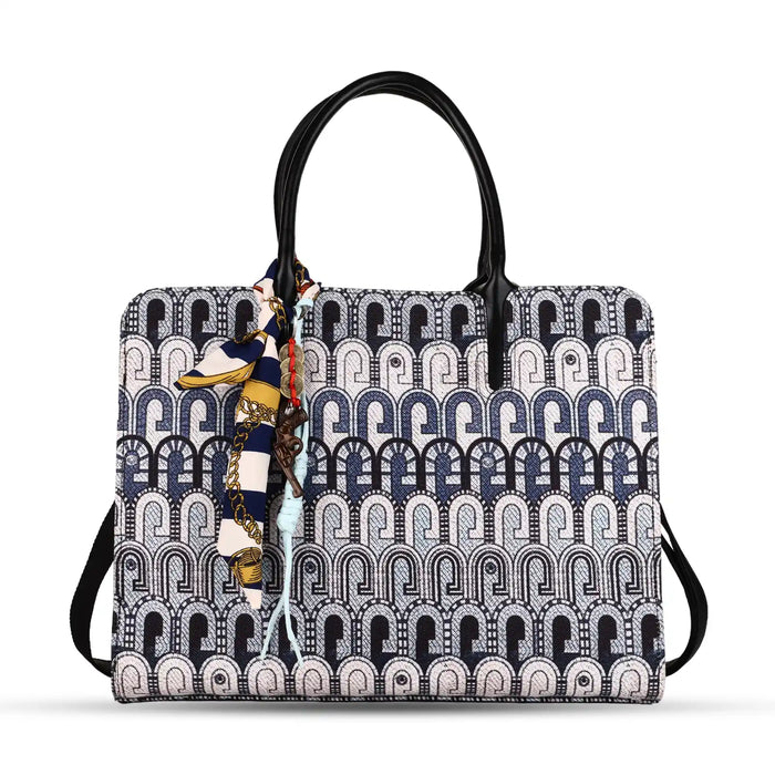 ENSAC Arch Monogram Structured Tote Bag for Women with Scarf Charm