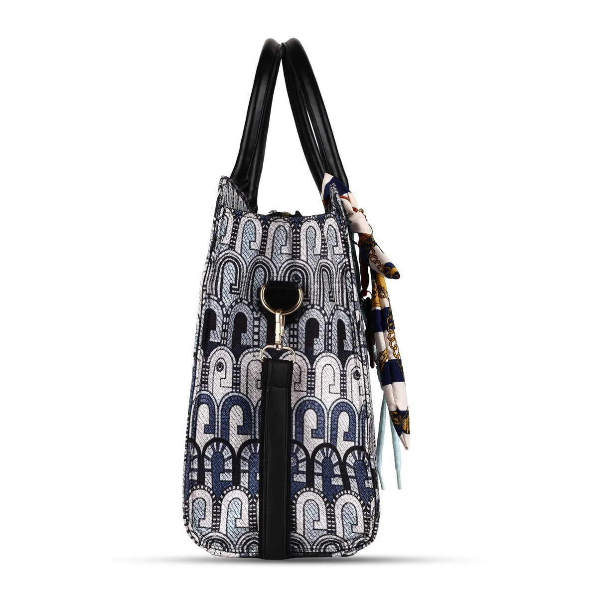 ENSAC Arch Monogram Structured Tote Bag for Women with Scarf Charm