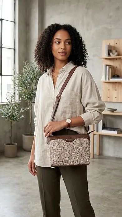 ENSAC Women's Ethnic Sling Bag – Printed Satin Silk Crossbody Bag