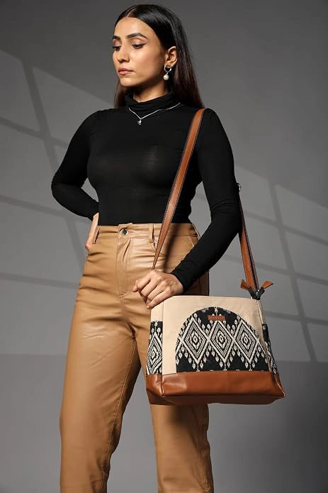 ENSAC Women's Floral Print Canvas Crossbody Sling Bag – Casual Shoulder Handbag