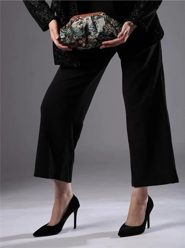 ENSAC Clutch Sling Bag for Women | Woven Jacquard Chain Strap Party Evening Bag