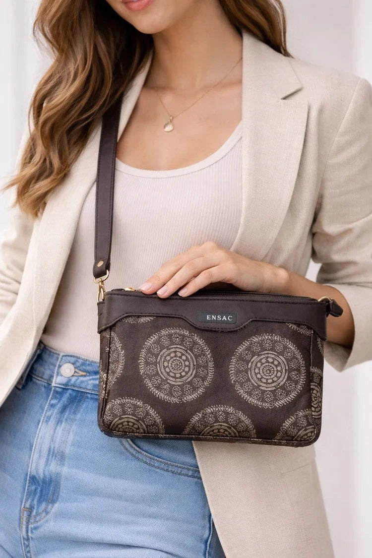 Ethnic Motif Print Crossbody Sling Bag for Women – Lightweight Satin Silk Purse