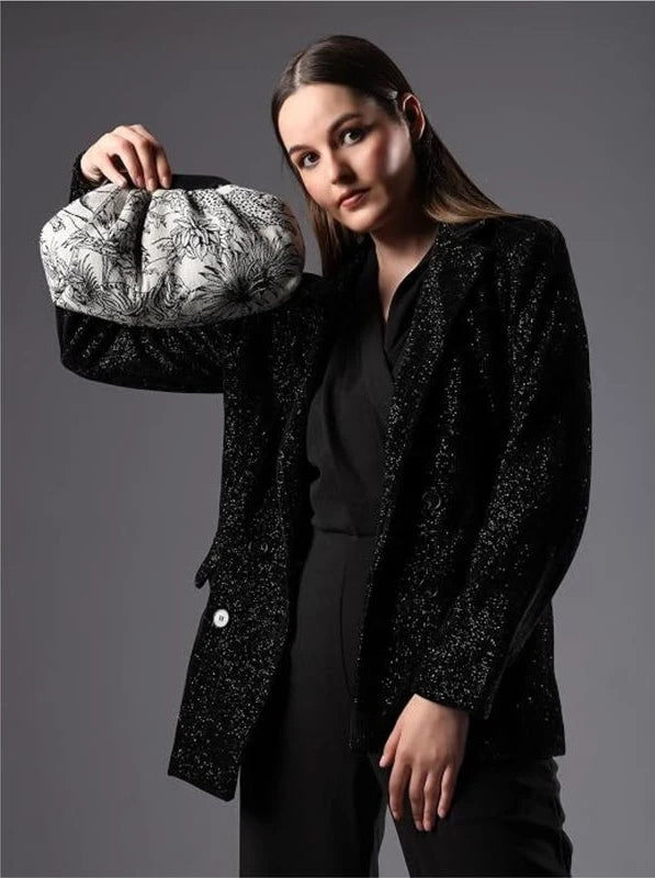 ENSAC Clutch Sling Bag for Women | Woven Jacquard Chain Strap Party Evening Bag