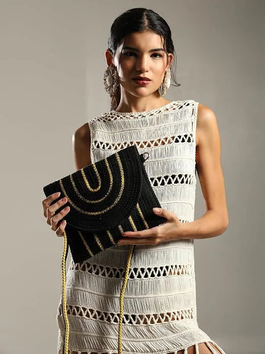 ENSAC Boho Sling Bag – Handcrafted Woven Jute Rope Crossbody Bag for Women