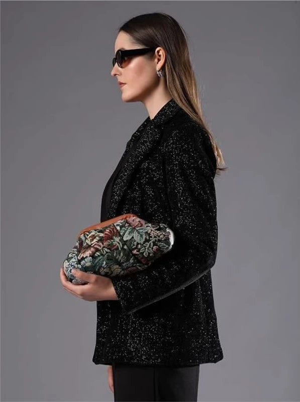 ENSAC Clutch Sling Bag for Women | Woven Jacquard Chain Strap Party Evening Bag