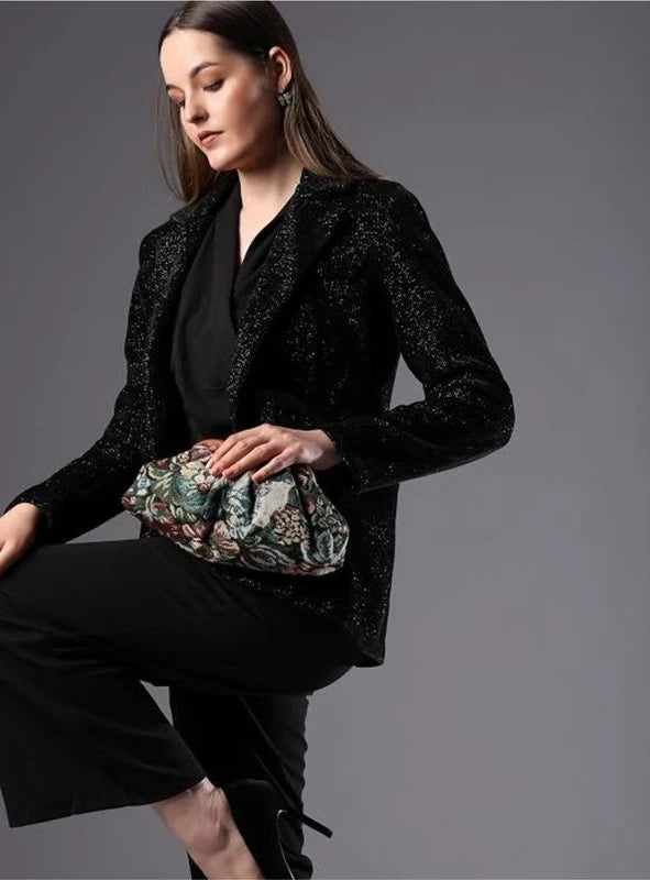 ENSAC Clutch Sling Bag for Women | Woven Jacquard Chain Strap Party Evening Bag