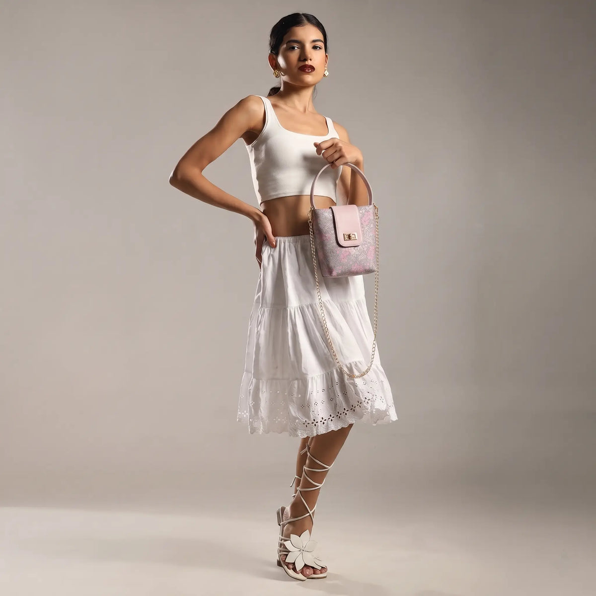 ENSAC Eternal Love Sling Bag | Silk Festive Top Handle Chain Handbag for Women
