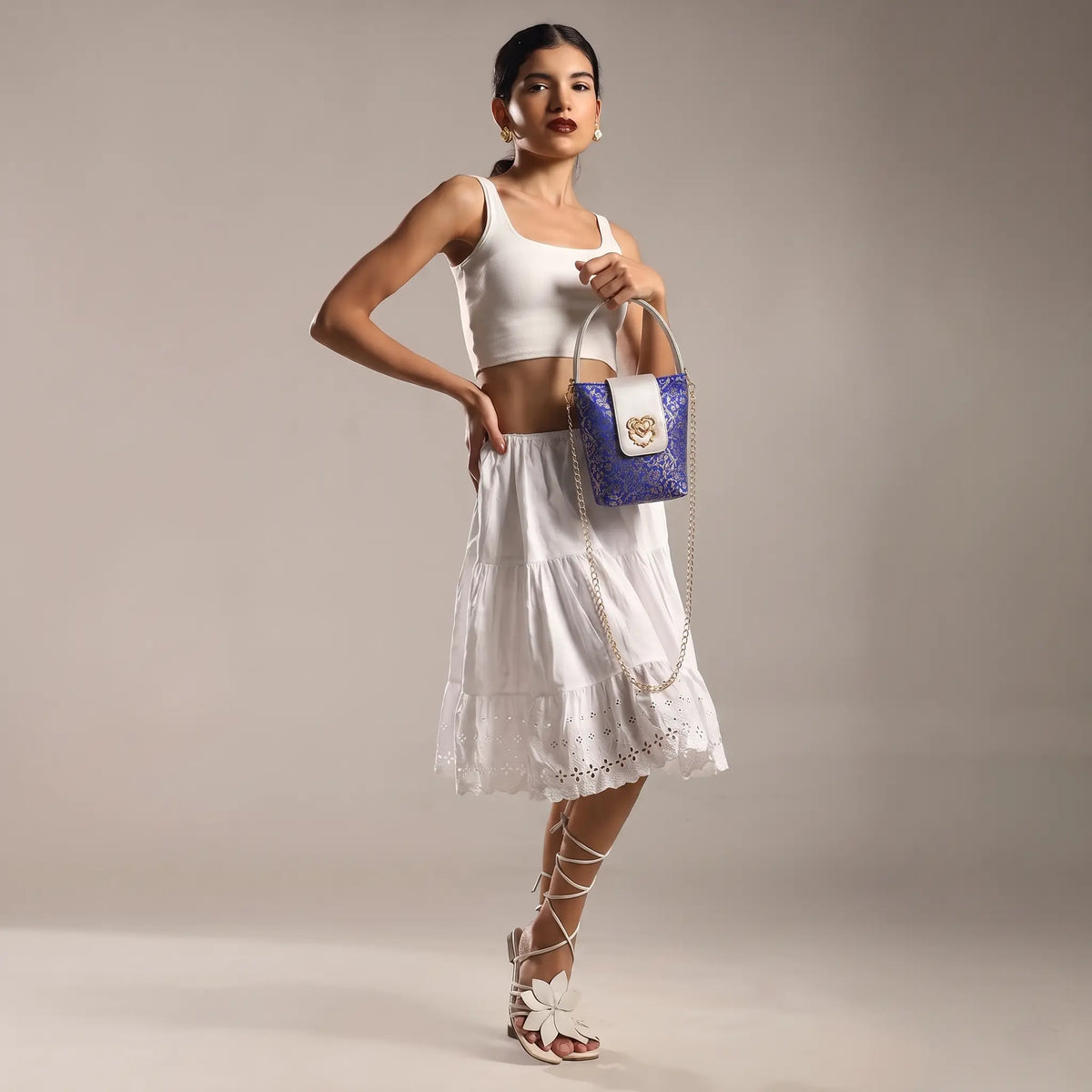 ENSAC Eternal Love Sling Bag | Silk Festive Top Handle Chain Handbag for Women