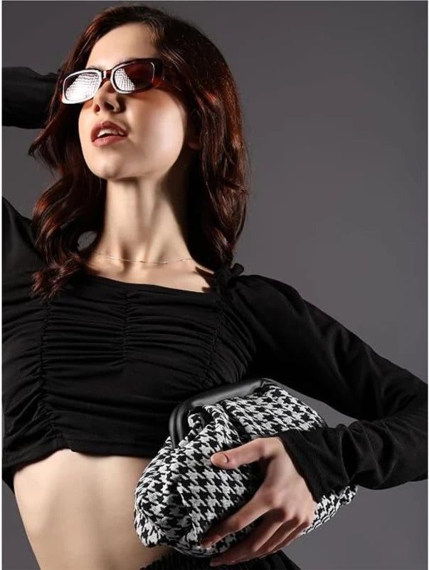 ENSAC Clutch Sling Bag for Women | Woven Jacquard Chain Strap Party Evening Bag