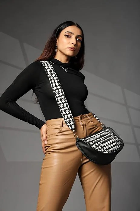 The Look of a Houndstooth Jacquard Sling Bag