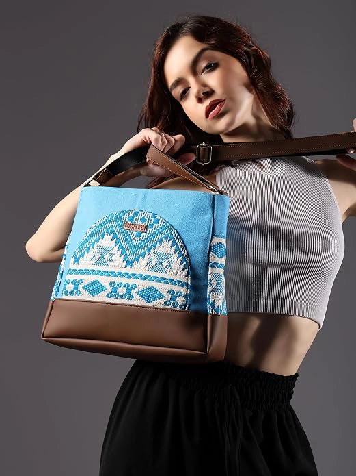 ENSAC Women's Floral Print Canvas Crossbody Sling Bag – Casual Shoulder Handbag