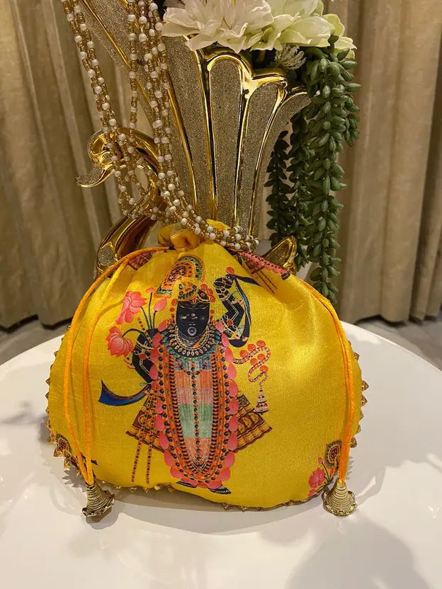 Ensac Women Beige Potli Bag (Pack of 2) | Stylish Ethnic Handbags for Parties & Weddings