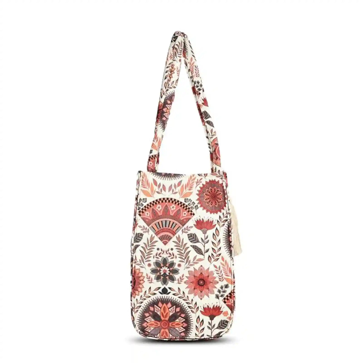 ENSAC Women Tote Bag - Printed Jute Shoulder Bag with Top Handle