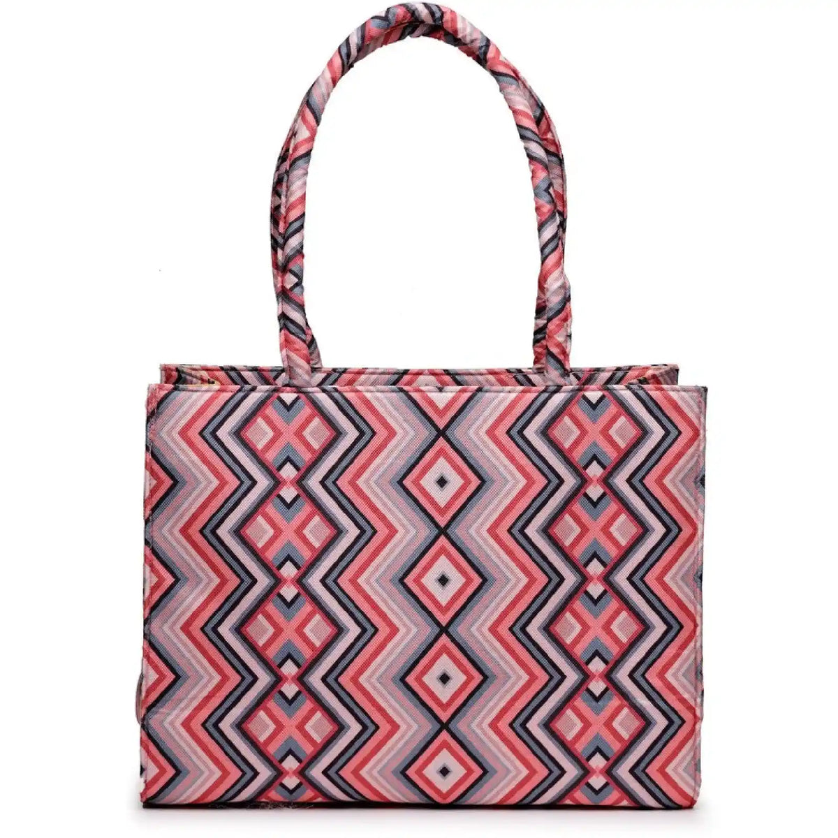 ENSAC Women Tote Bag - Printed Jute Shoulder Bag with Top Handle