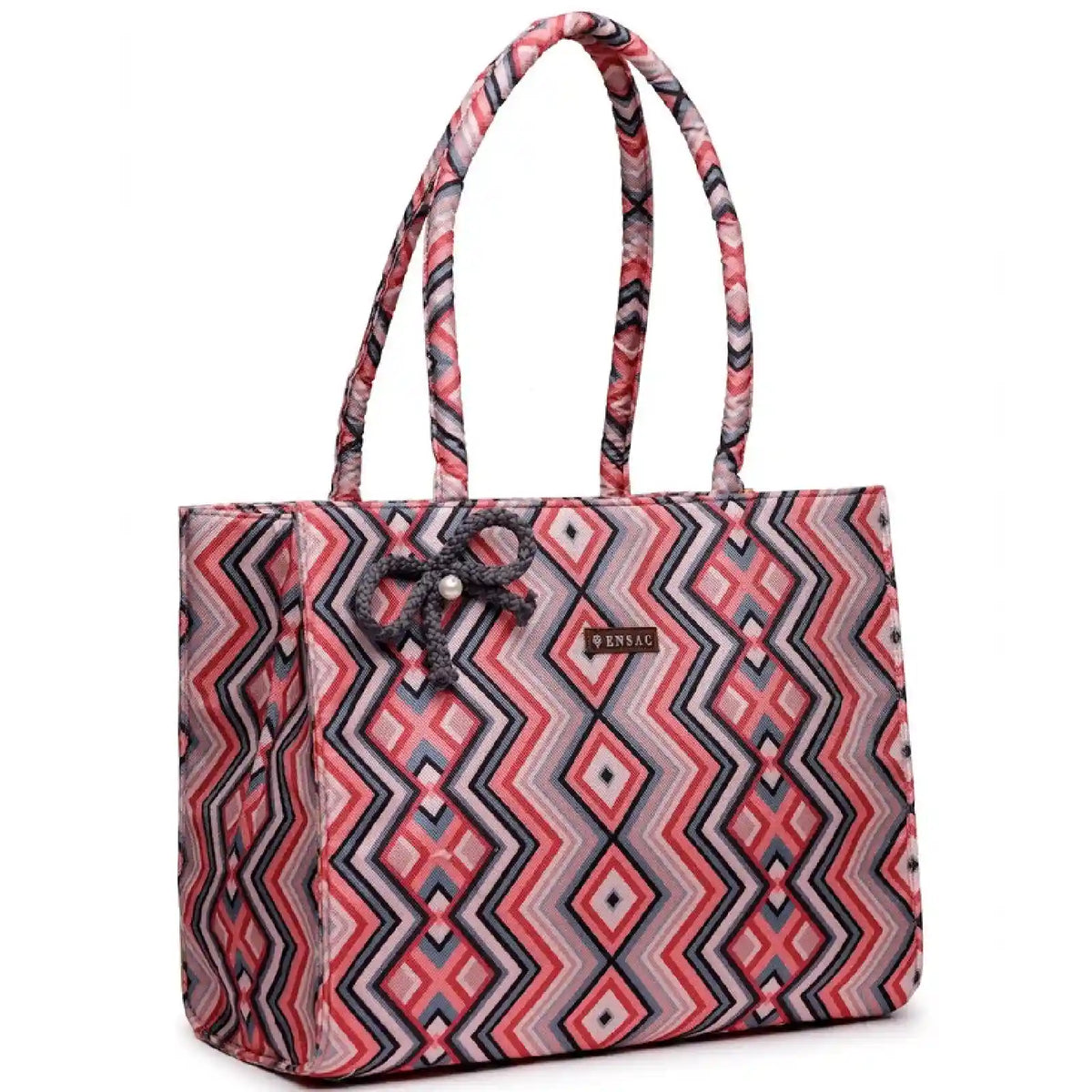ENSAC Women Tote Bag - Printed Jute Shoulder Bag with Top Handle