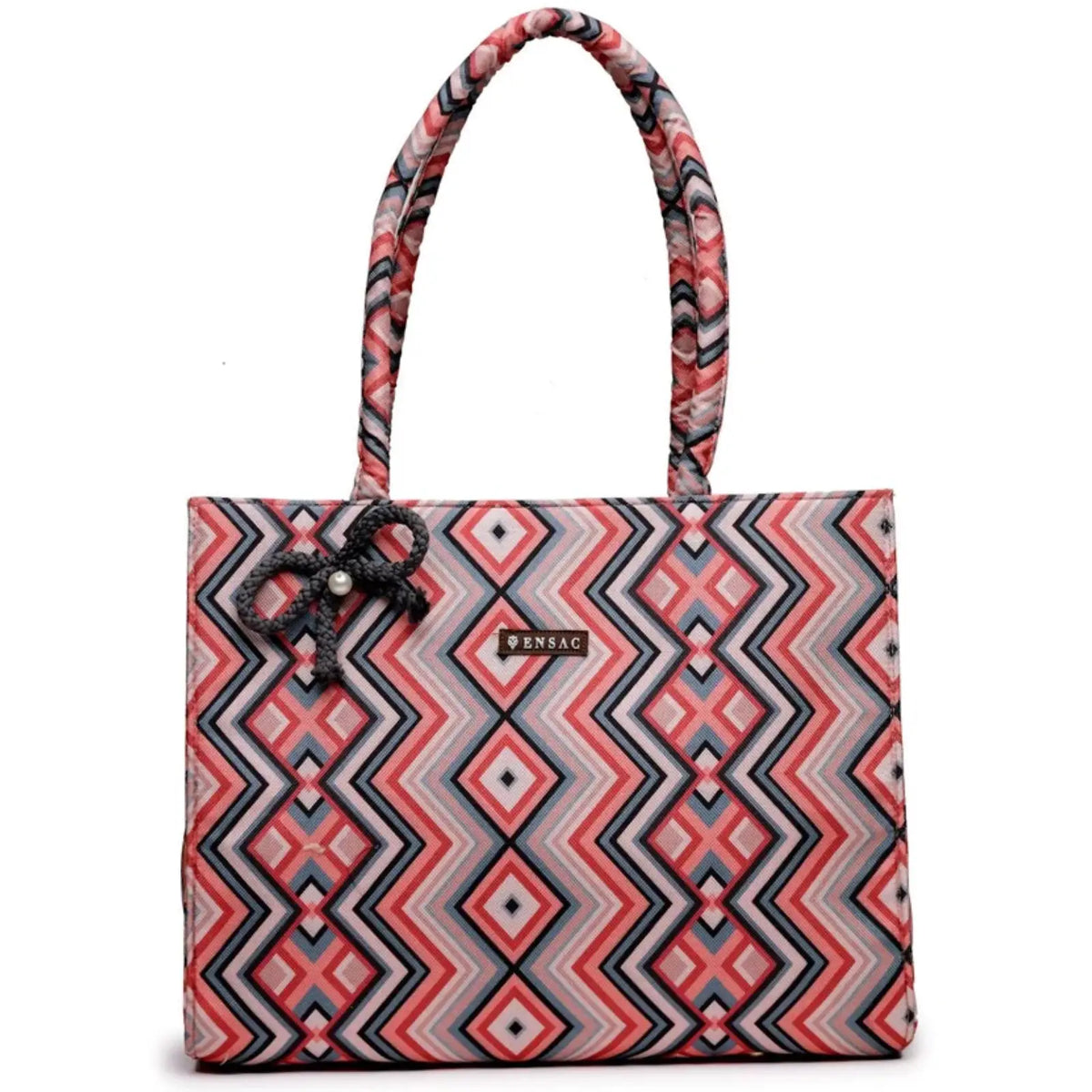 ENSAC Women Tote Bag - Printed Jute Shoulder Bag with Top Handle