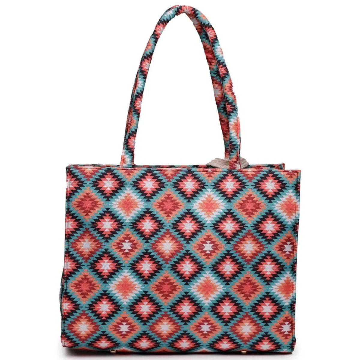 ENSAC Women Tote Bag - Printed Jute Shoulder Bag with Top Handle