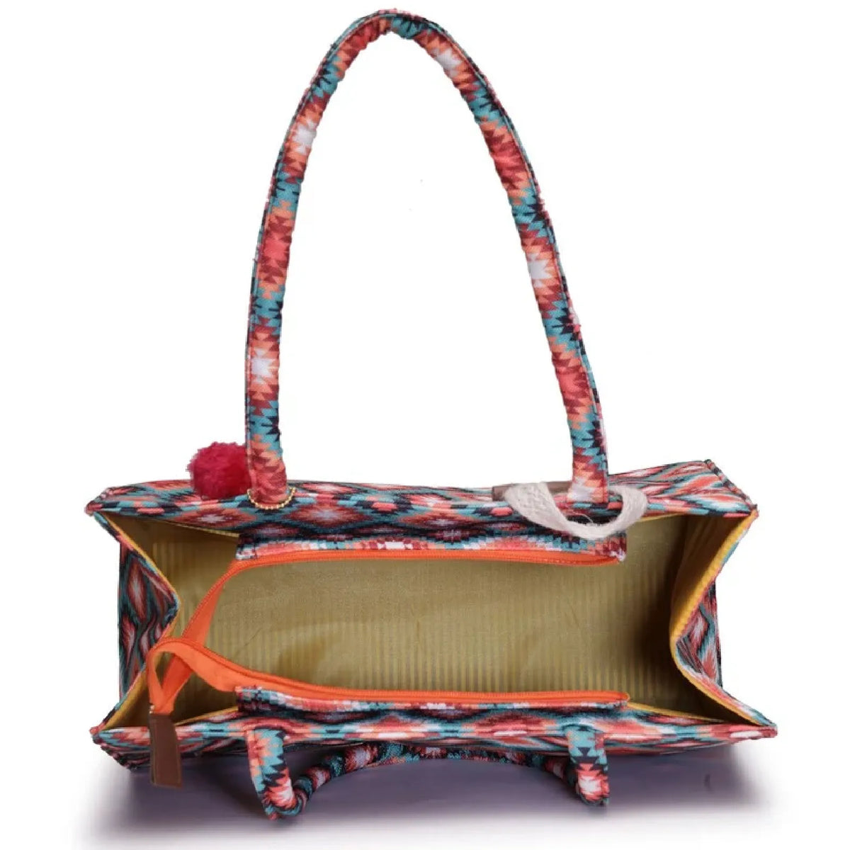 ENSAC Women Tote Bag - Printed Jute Shoulder Bag with Top Handle