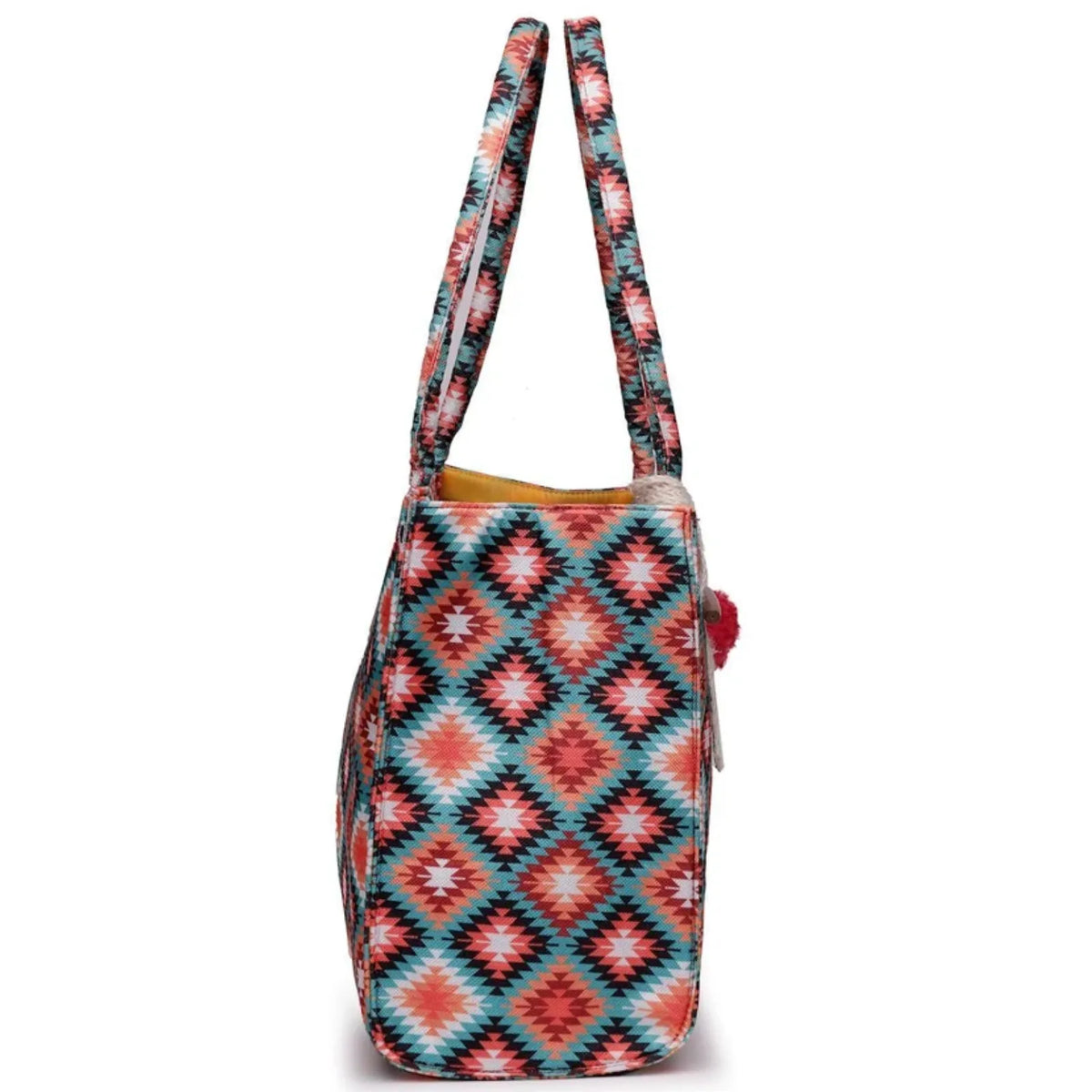 ENSAC Women Tote Bag - Printed Jute Shoulder Bag with Top Handle