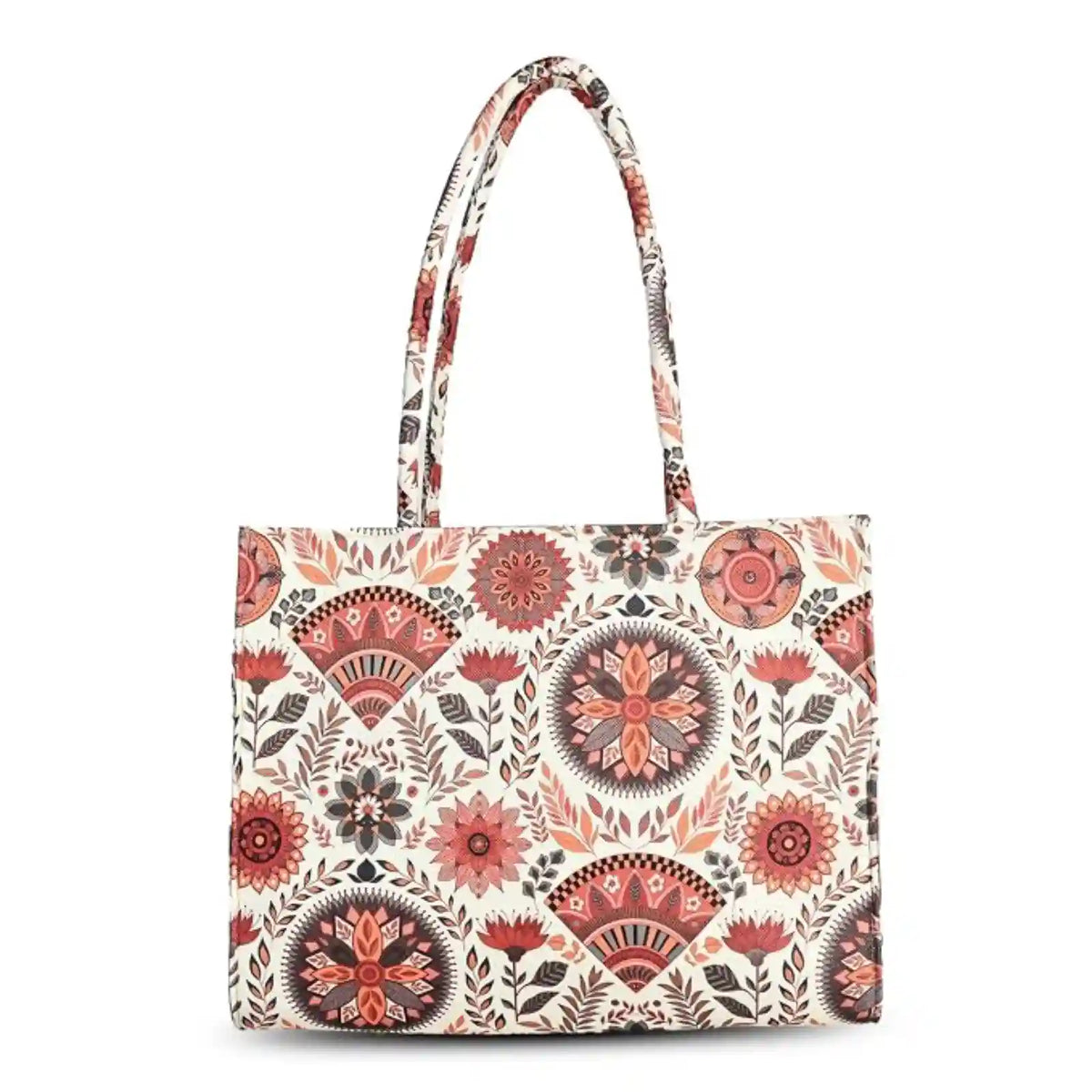ENSAC Women Tote Bag - Printed Jute Shoulder Bag with Top Handle