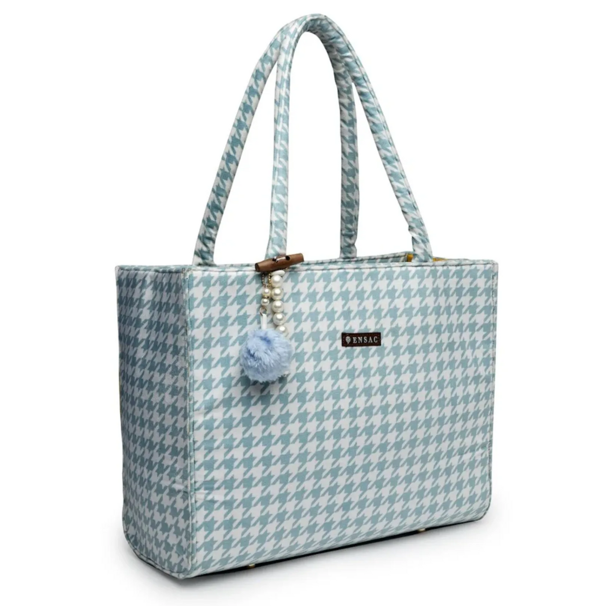 ENSAC Women Tote Bag - Printed Jute Shoulder Bag with Top Handle