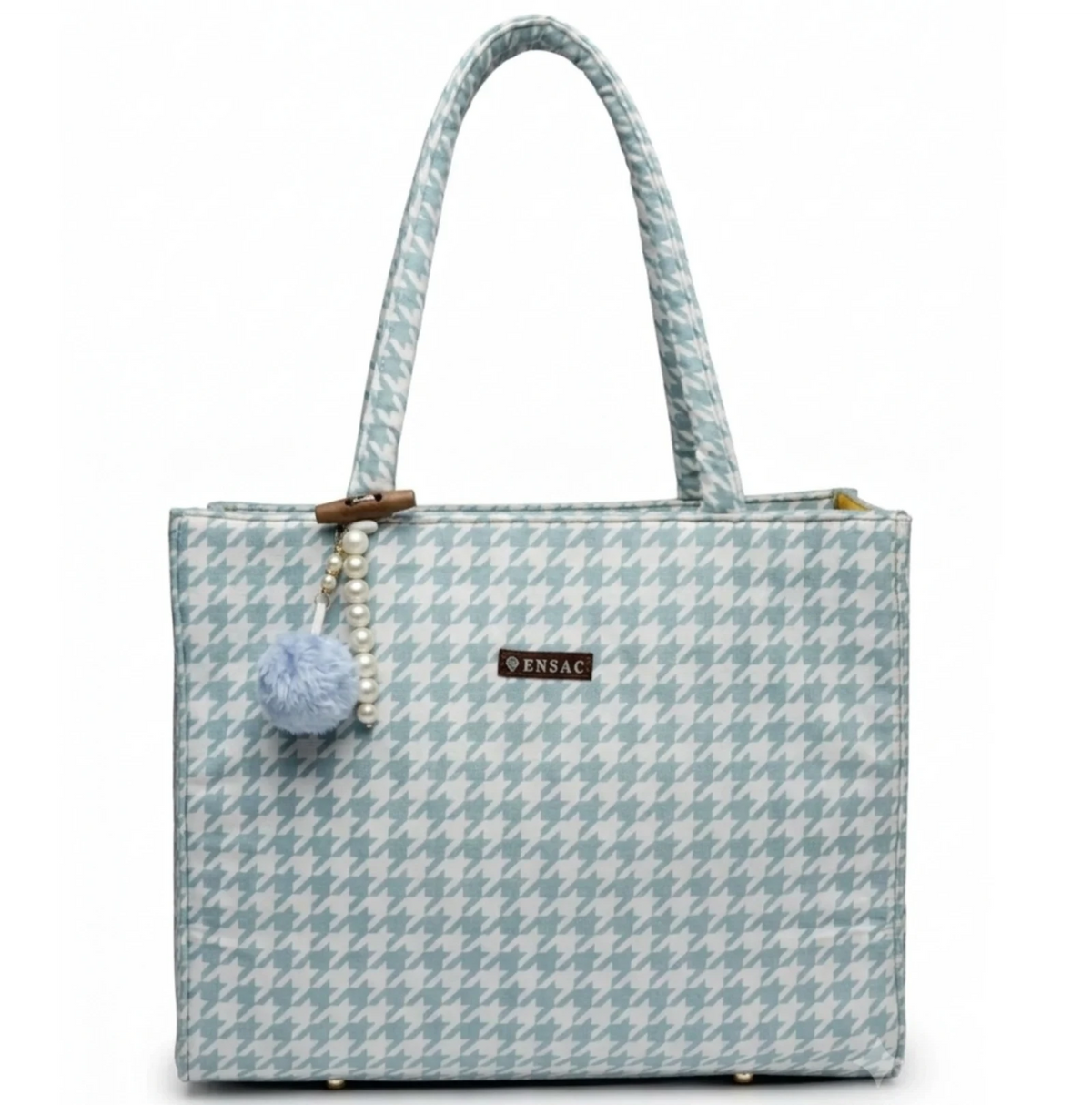 ENSAC Women Tote Bag - Printed Jute Shoulder Bag with Top Handle