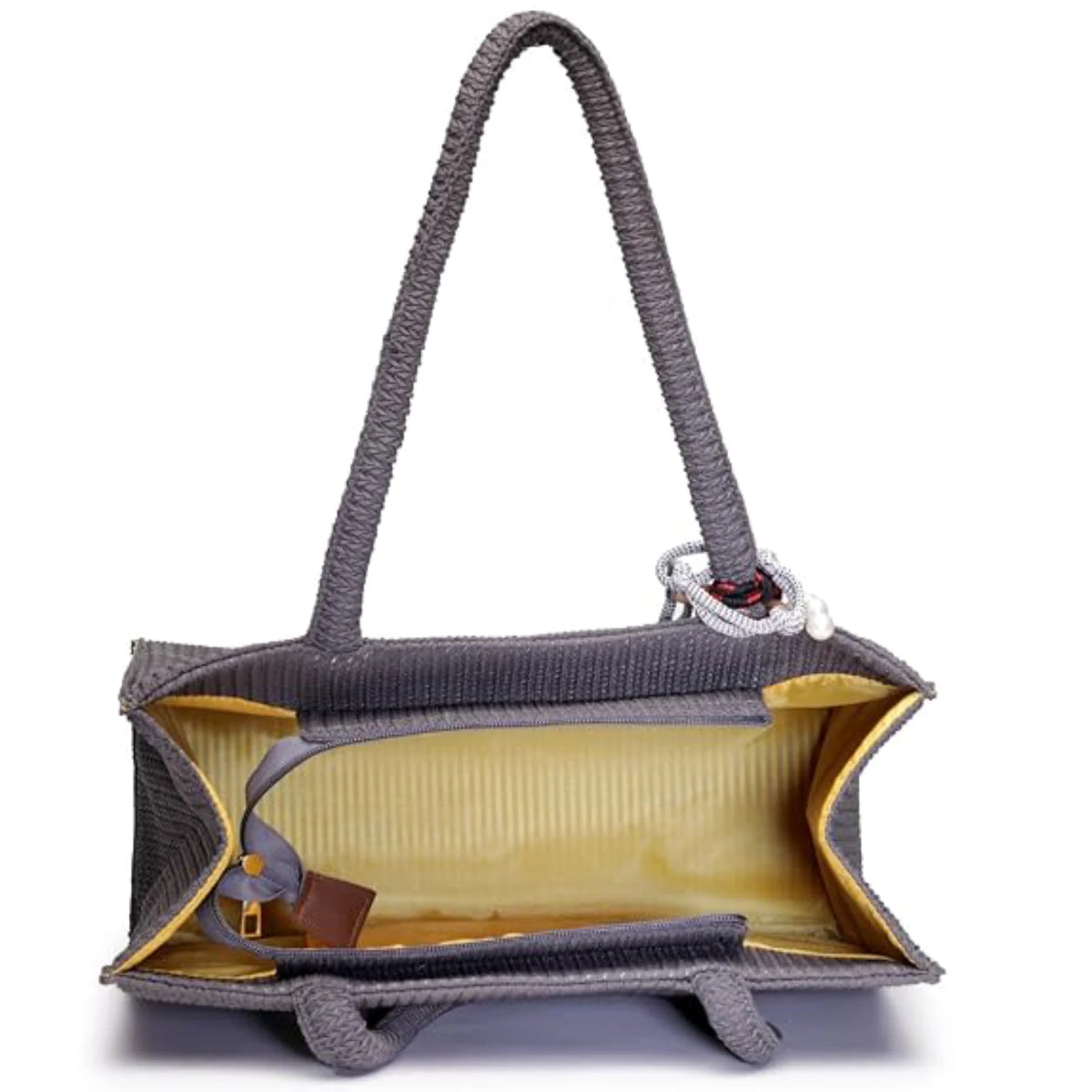 ENSAC Women Tote Bag - Printed Jute Shoulder Bag with Top Handle