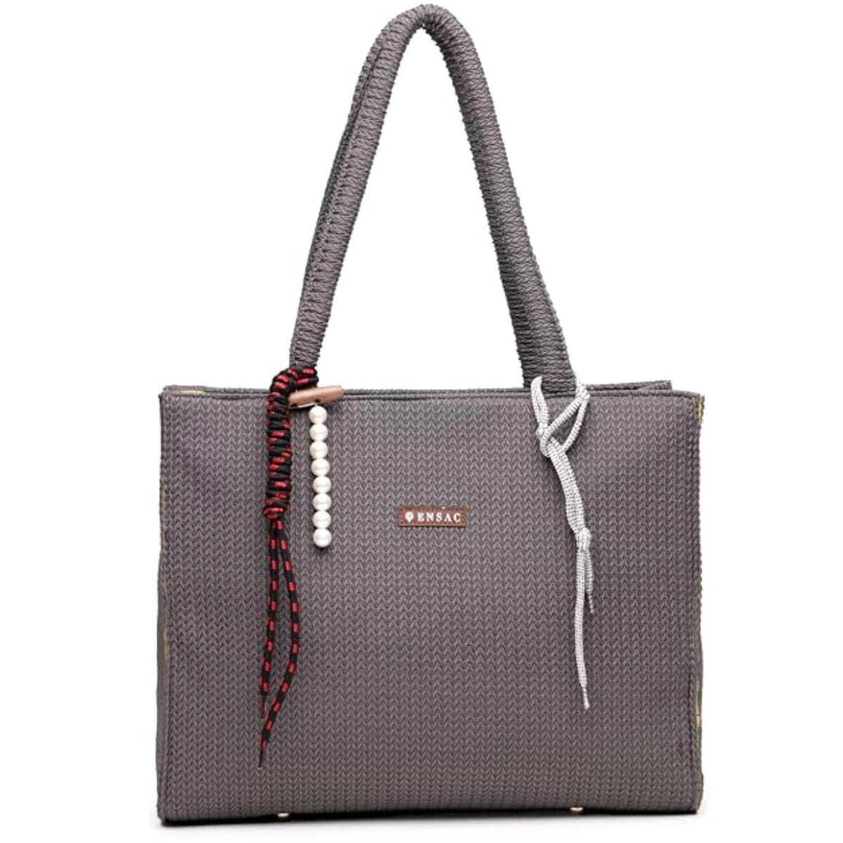 ENSAC Women Tote Bag - Printed Jute Shoulder Bag with Top Handle