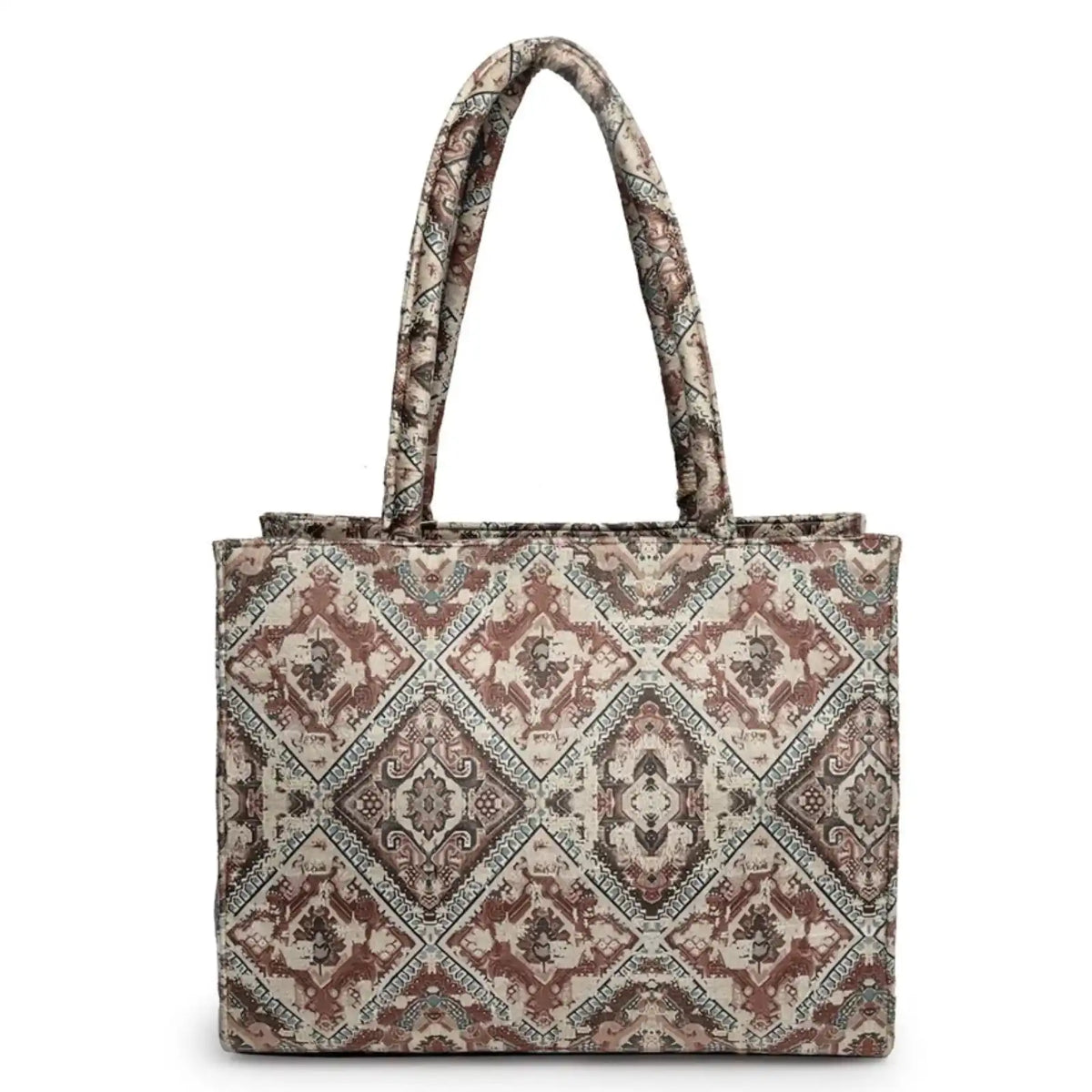ENSAC Women Tote Bag - Printed Jute Shoulder Bag with Top Handle