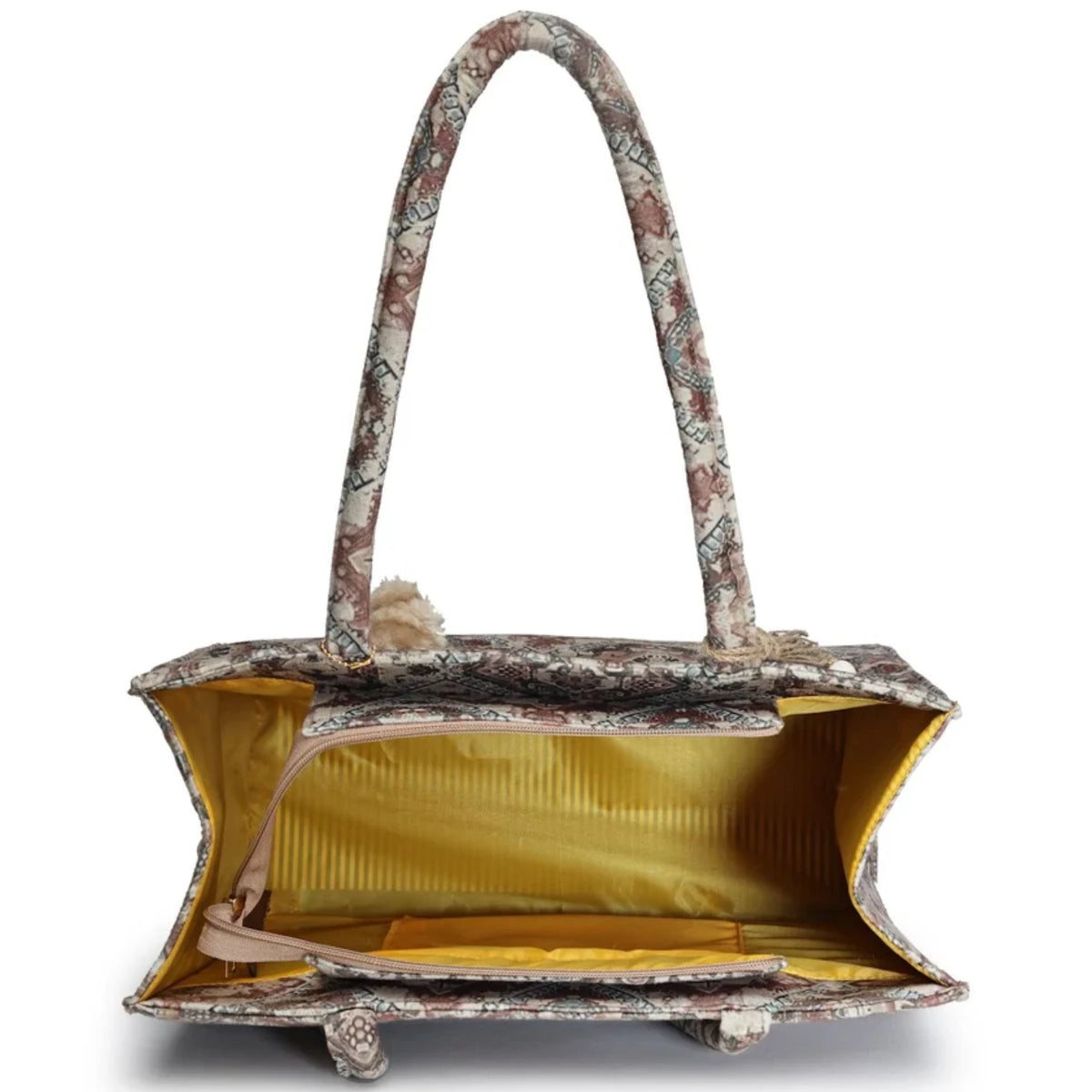 ENSAC Women Tote Bag - Printed Jute Shoulder Bag with Top Handle