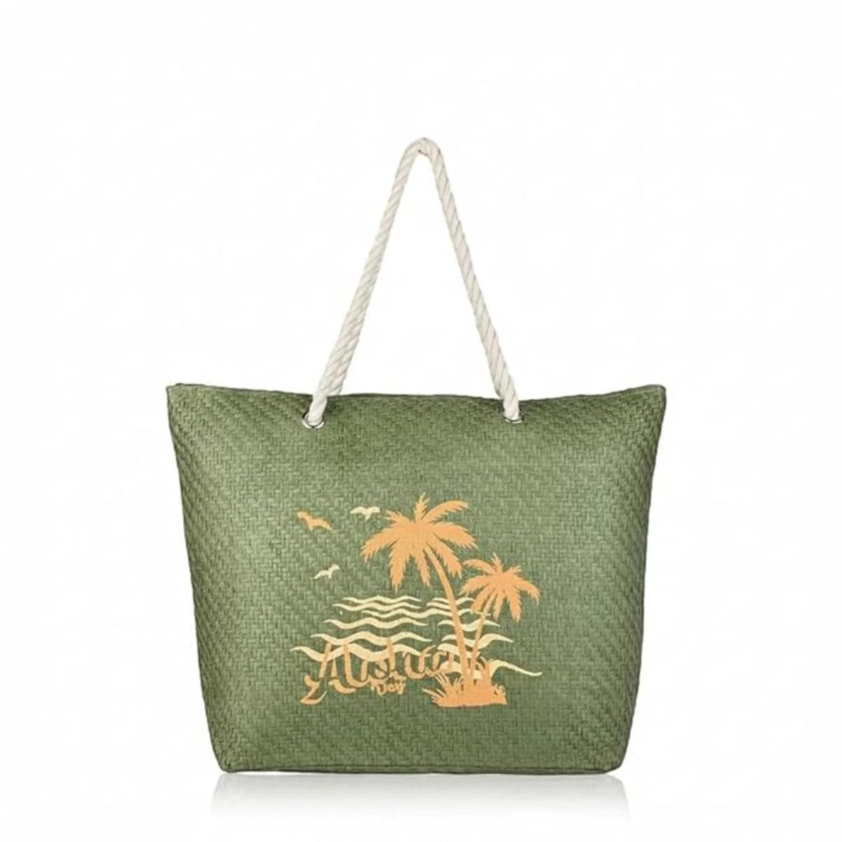 ENSAC Womens Beach Bag | Paper Straw Printed Tote Bag with Handles