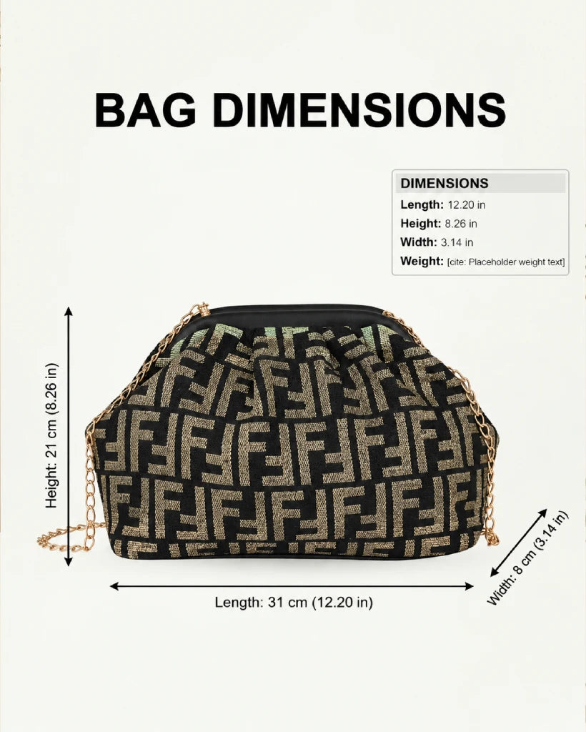 ENSAC Womens Clutch Bags | Jacquard Evening Party Clutch with Chain Strap
